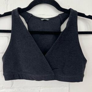 Women's Oiselle Cross Front Charcoal Grey Black space dye Sports Bra - 6